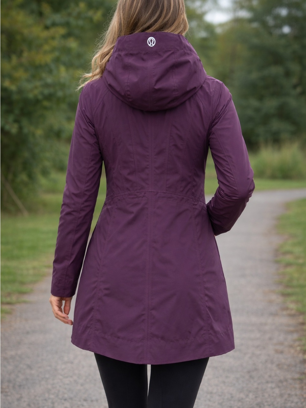 lululemon Right as Rain Women's Hooded Trench Coat / Jacket Plum